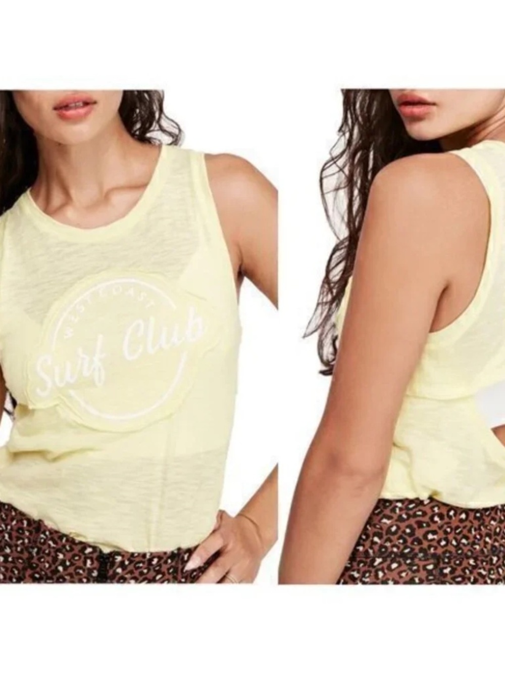Free People We The Free NWT Burnout Surf Club Martine Open Back Tank Size M